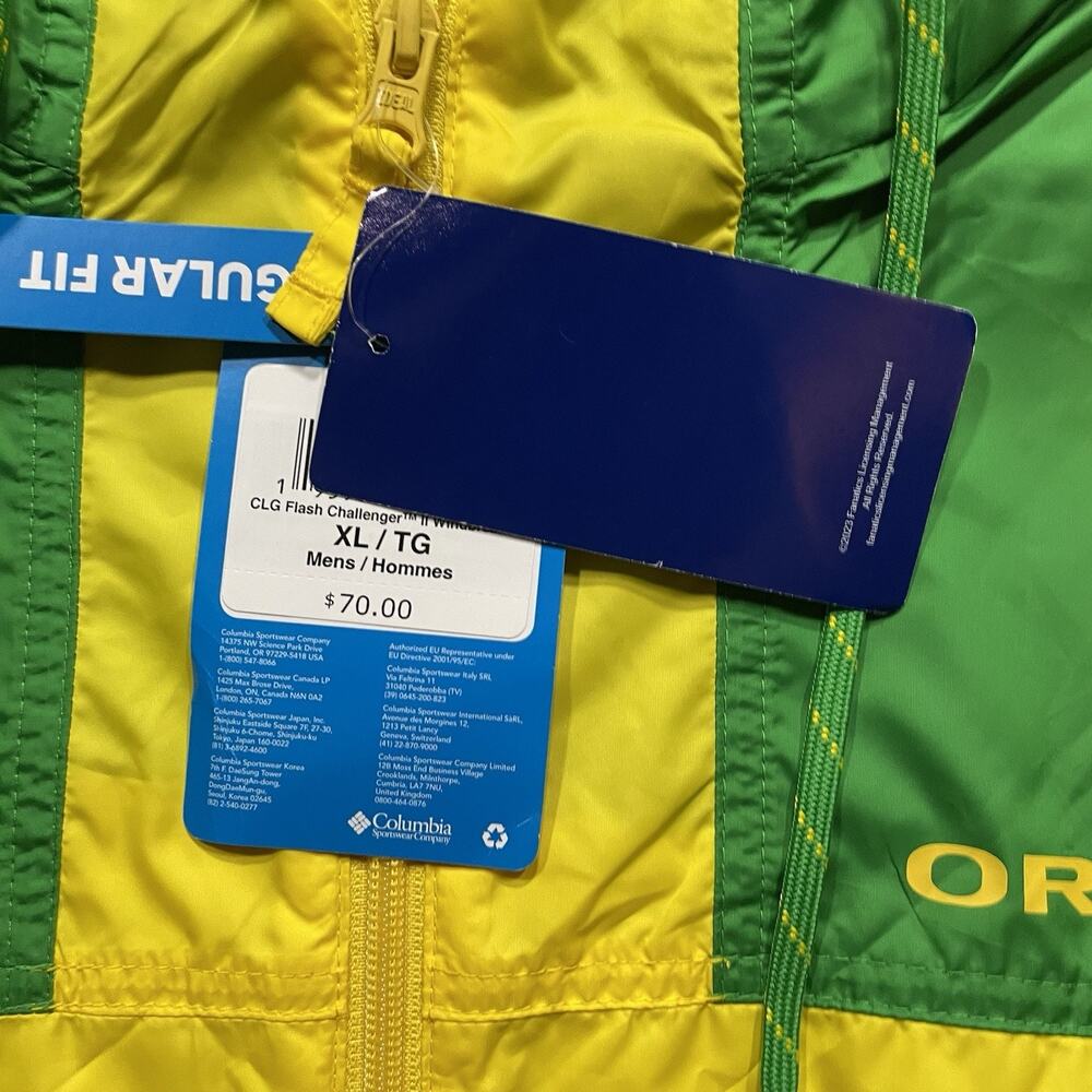 Columbia Men Flash Challenger Windbreaker Jacket Oregon Ducks Sz XL - Picture 6 of 6